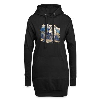 Wölfe Wolf - Hoodie-Kleid - Schwarz - Vorne
