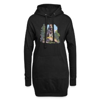 Wölfe Wolf - Hoodie-Kleid - Schwarz - Vorne