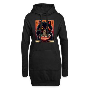 Chat Ramen Nouilles Anime Japonais Chat Chaton - Sweat-shirt à capuche long Femme - noir - Devant