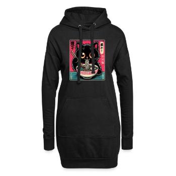 Chat Ramen Nouilles Anime Japonais Chat Chaton - Sweat-shirt à capuche long Femme - noir - Devant