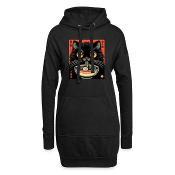 Chat Ramen Nouilles Anime Japonais Chat Chaton - Sweat-shirt à capuche long Femme - noir - Devant