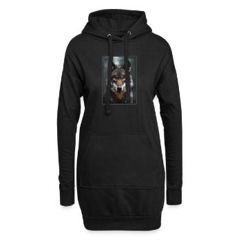 Wölfe Wolf - Hoodie-Kleid - Schwarz - Vorne