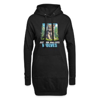 Wölfe Wolf - Hoodie-Kleid - Schwarz - Vorne