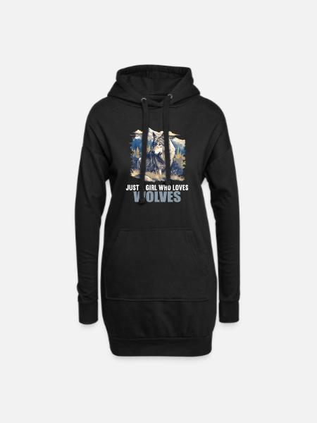Wölfe Wolf - Hoodie-kjole - sort