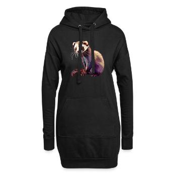 Ferret Frettchen - Hoodie-Kleid - Schwarz - Vorne