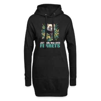 Ferret Frettchen - Hoodie-Kleid - Schwarz - Vorne