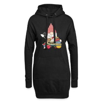 Bäcker Bäckerin Hobbybäcker Backen Wichtel Gnom - Hoodie-Kleid - Schwarz - Vorne
