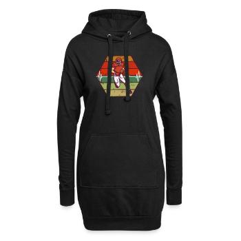 Sport Rétro Coucher de soleil Heartbeat Football - Sweat-shirt à capuche long Femme - noir - Devant
