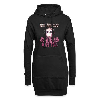 Heute Möchte Ich Menschen Schubsen Eule - Hoodie-Kleid - Schwarz - Vorne