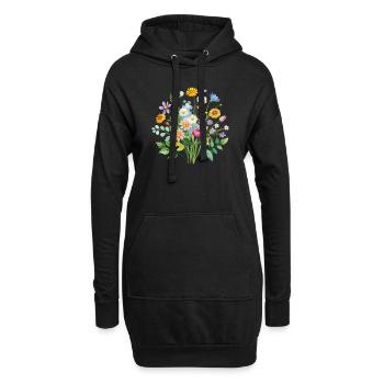 Illustration de bouquet de fleurs sauvages colorées - Sweat-shirt à capuche long Femme - noir - Devant