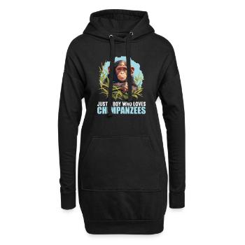 Chimpanzee Schimpansen Schimpanse - Hoodie-Kleid - Schwarz - Vorne