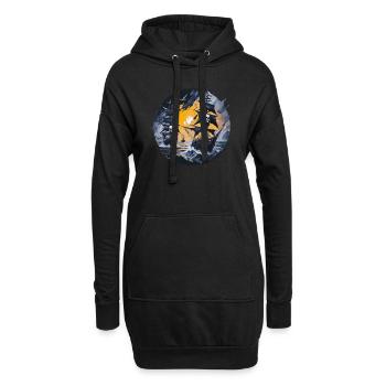 Piratenboot, Piraten, Kapitän, Segelschiff, - Hoodie-Kleid - Schwarz - Vorne