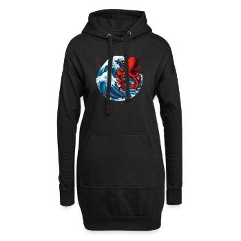 Oktopus Japanische Kunst Octopus Japanese Art - Hoodie-Kleid - Schwarz - Vorne