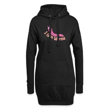 Wurmfarmer Wurmkompost Niedliche Männer Frauen - Hoodie-Kleid - Schwarz - Vorne