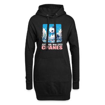 Kraniche Kranich - Hoodie-Kleid - Schwarz - Vorne