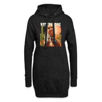 FEMME CHEVAUCHANT WESTERN RIDING - Sweat-shirt à capuche long Femme - noir - Devant