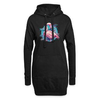 Flamants roses Flamant rose - Sweat-shirt à capuche long Femme - noir - Devant