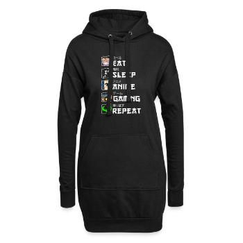 Funny Japanese Eat Sleep Anime Gaming Repeat Manga - Hoodie-Kleid - Schwarz - Vorne