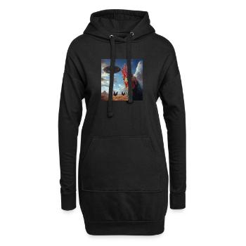 Selfie de poulets coqs avec des OVNI, impression étrange - Sweat-shirt à capuche long Femme - noir - Devant