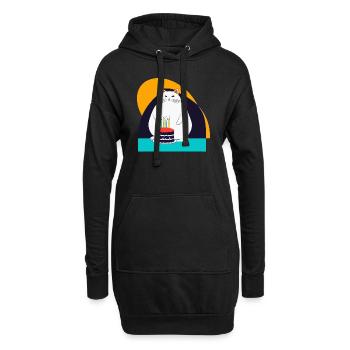 Le chat fête son cinquième anniversaire - Sweat-shirt à capuche long Femme - noir - Devant