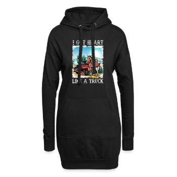 Ich habe ein Herz wie ein Truck - Hoodie-Kleid - Schwarz - Vorne