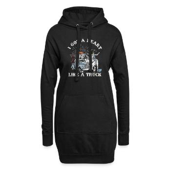 Ich habe ein Herz wie ein Truck - Hoodie-Kleid - Schwarz - Vorne