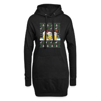 Hässlicher Weihnachtspullover mit Bier Hässliche Weihnachten - Hoodie-Kleid - Schwarz - Vorne