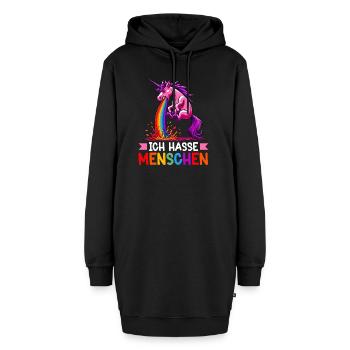 Ich Hasse Menschen Lustig Einhorn Stinkefinger - Hoodie-Kleid - Schwarz - Vorne