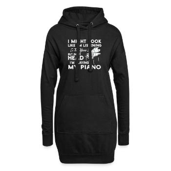 J’ai peut-être l’air d’écouter du piano - Sweat-shirt à capuche long Femme - noir - Devant