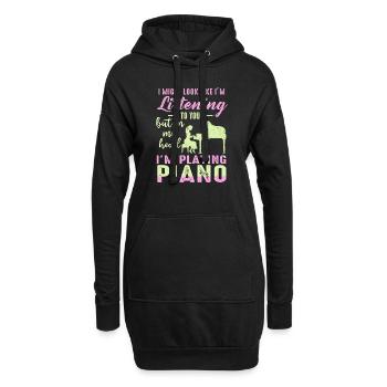 J’ai peut-être l’air d’écouter du piano - Sweat-shirt à capuche long Femme - noir - Devant