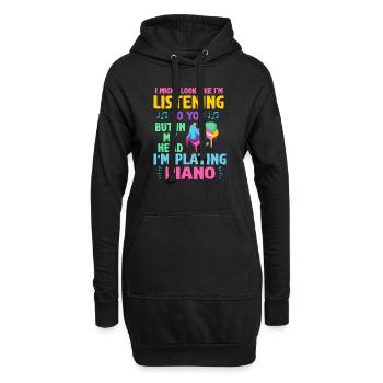 J’ai peut-être l’air d’écouter du piano - Sweat-shirt à capuche long Femme - noir - Devant
