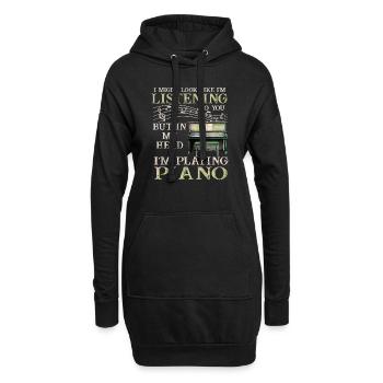 J’ai peut-être l’air d’écouter du piano - Sweat-shirt à capuche long Femme - noir - Devant