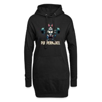 Pumpernickel-Kaninchen Fitnesstrainer Bodybuilder - Hoodie-Kleid - Schwarz - Vorne