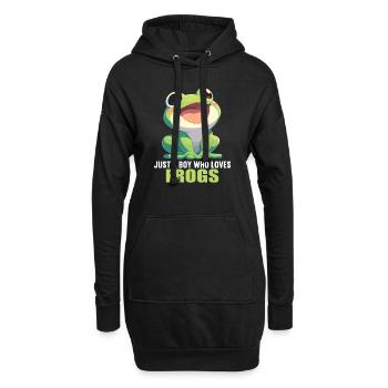 Frosch Frösche - Hoodie-Kleid - Schwarz - Vorne