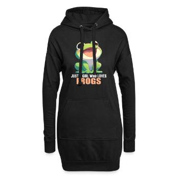 Frosch Frösche - Hoodie-Kleid - Schwarz - Vorne