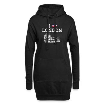 Ich liebe London Kolosseum Herz Flagge England Liebhaber - Hoodie-Kleid - Schwarz - Vorne