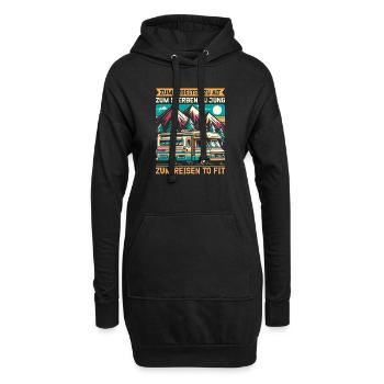 Camper Wohnwagen Lagerfeuer Campingurlaub - Hoodie-Kleid - Schwarz - Vorne