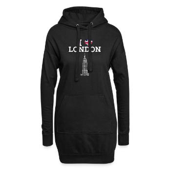J’aime Londres Cool Paris France Jeu de mots Tour Empire - Sweat-shirt à capuche long Femme - noir - Devant