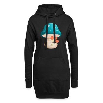 süßer Murshoom mit Blumen - Hoodie-Kleid - Schwarz - Vorne