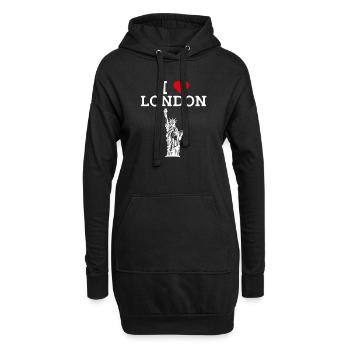 Ich liebe London Freiheitsstatue Herz Flagge Paris - Hoodie-Kleid - Schwarz - Vorne