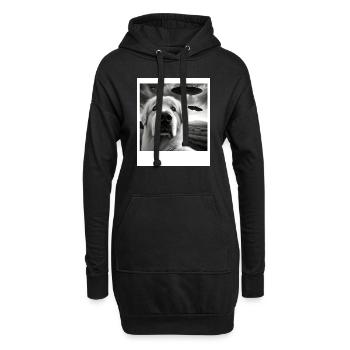 Great Pyrenees Funny Graphic Selfie with UFOs Weir - Hoodie Dress - black - Front