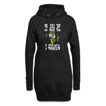 Angler Angelrute Witziges Fischer Hobbyfischer - Hoodie-Kleid - Schwarz - Vorne