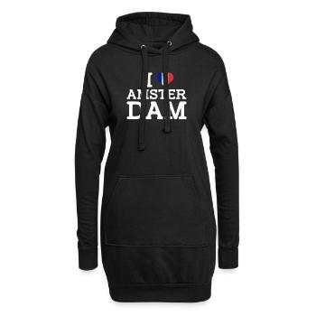 I love Amsterdam Frankreich Flagge Herz Cool Niederlande - Hoodie-Kleid - Schwarz - Vorne