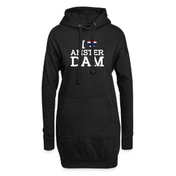 J’aime Amsterdam Thaïlande drapeau coeur jeu de mots - Sweat-shirt à capuche long Femme - noir - Devant
