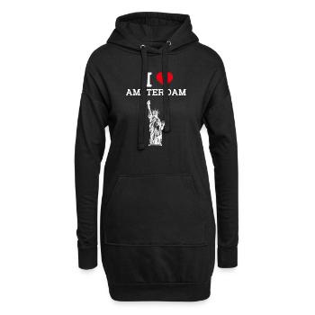 J’aime Amsterdam Cool Heart Flag Statue de la Liberté - Sweat-shirt à capuche long Femme - noir - Devant