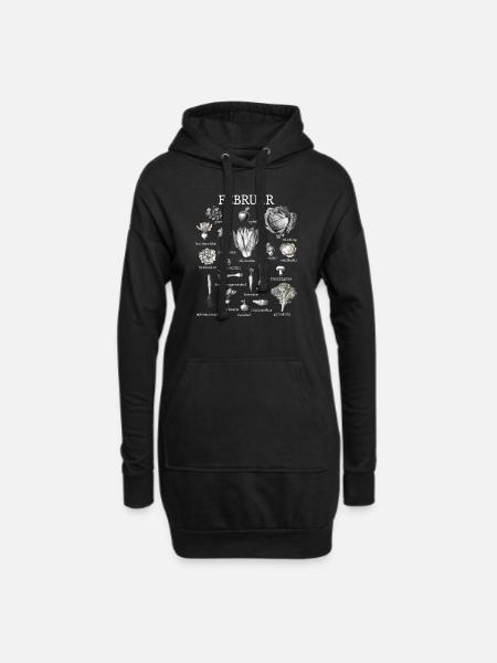 February Seasonal Vegetables and Fruits Collage - Hoodie Dress - black
