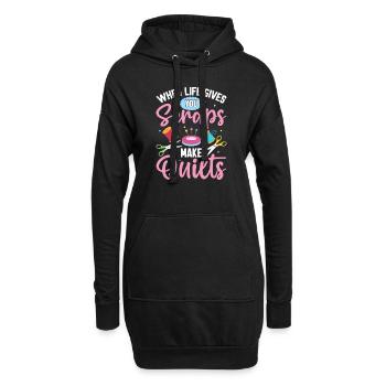 Quand la vie vous donne des restes, faites des courtepointes drôles - Sweat-shirt à capuche long Femme - noir - Devant