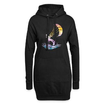 Kitesurf Océan Wave Surf Kiteboarder - Sweat-shirt à capuche long Femme - noir - Devant