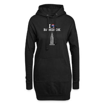 Drapeau du coeur J’aime Bangkok État cool Thaïlande Jeu de mots - Sweat-shirt à capuche long Femme - noir - Devant