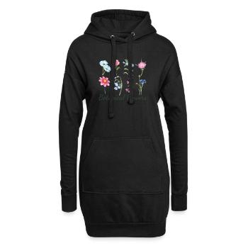 Aquarell Botanische Blumen Illustration Watercolor - Hoodie-Kleid - Schwarz - Vorne